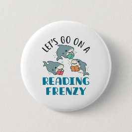 Badge Rond 5 Cm Lire un prof français enseignant requin