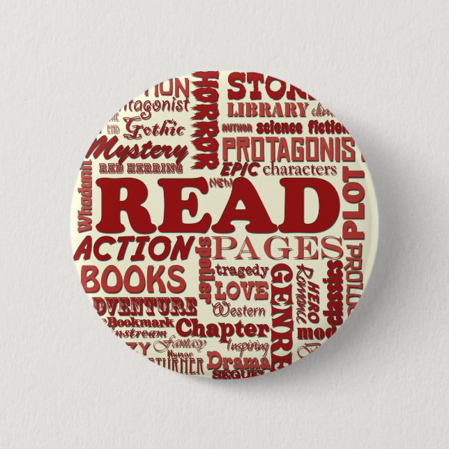 Badge Rond 5 Cm Lisez tous à son sujet rouge ! (Devant)
