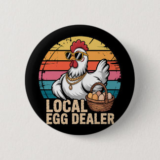 Badge Rond 5 Cm Liste des fournisseurs d'œufs locaux Fermier drôle