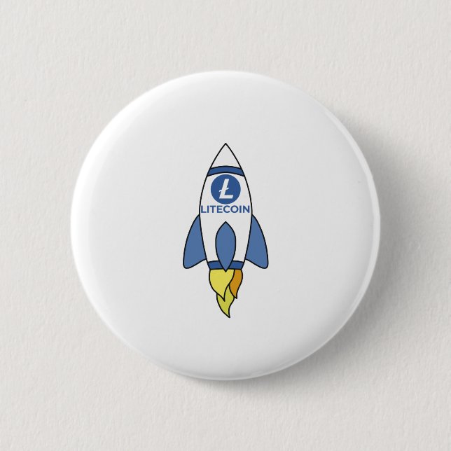 Badge Rond 5 Cm Litecoin À La Fusée Lune (Devant)