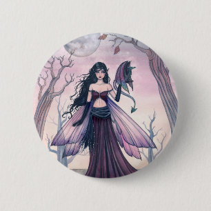 Badge Rond 5 Cm Little Beast Purple Fairy and Dragon Imaginaire Ar
