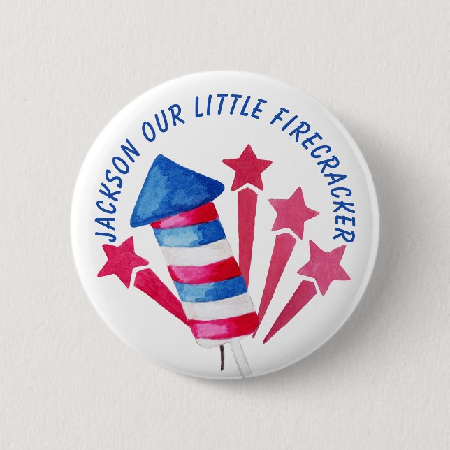 Badge Rond 5 Cm Little Firecracker 4 juillet fête d'anniversaire (Devant)