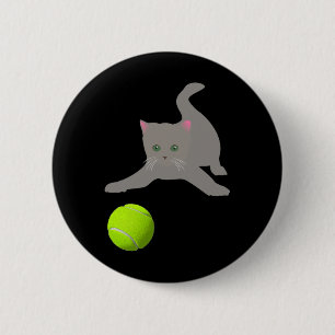 Badge Rond 5 Cm Little Kitten Jouant Avec Un Chat À Balle De Tenni