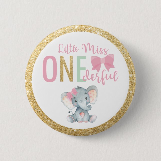 Badge Rond 5 Cm Little Miss ONEderful 1st Birthday Invité d'honneu (Devant)