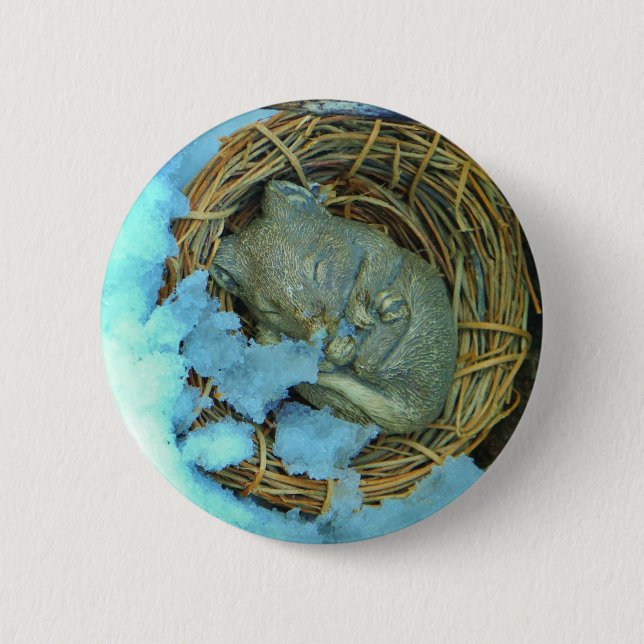 Badge Rond 5 Cm Little mouse in the Snow (Devant)
