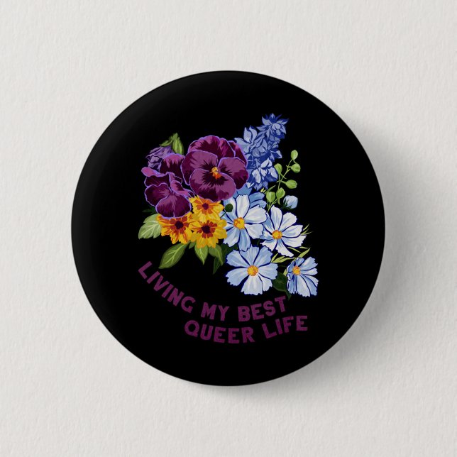 Badge Rond 5 Cm Living My Best Queer Life 2 (Devant)
