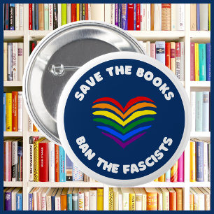 Badge Rond 5 Cm Livre anti-censure Interdire Round Rainbow Heart