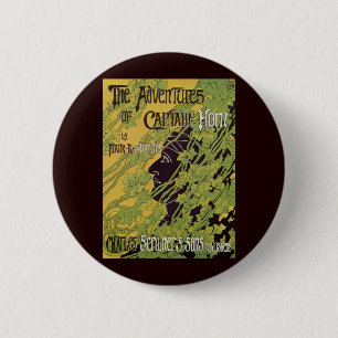 Badge Rond 5 Cm Livre Art Nouveau Vintage, Aventures du Capitaine 