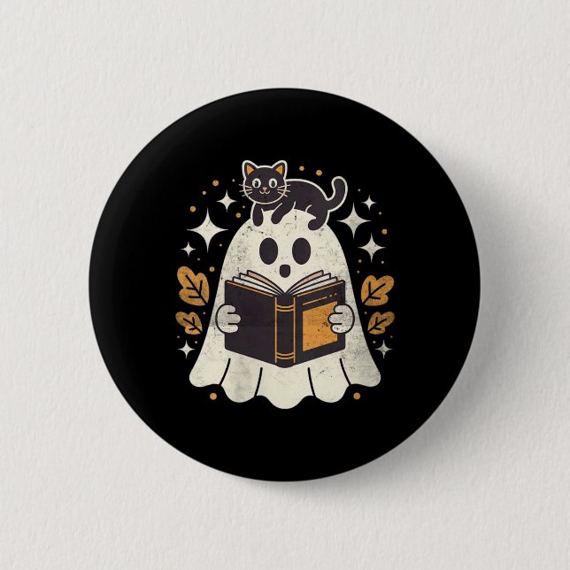 Badge Rond 5 Cm Livre de lecture fantôme pour femmes Halloween Bib (Devant)