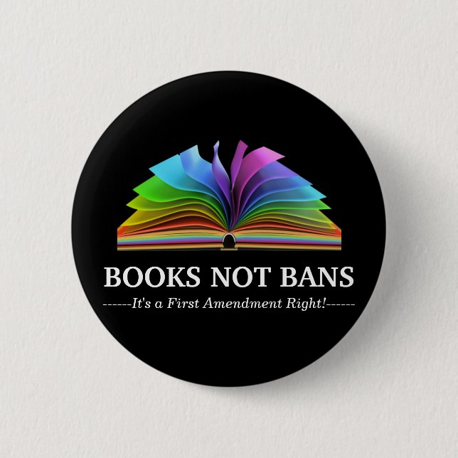 Badge Rond 5 Cm Livres pas interdictions, LGBTQ+ bouton épinglé (Devant)