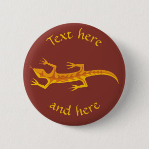 Badge Rond 5 Cm Lizard tribal Orange