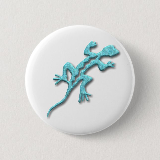 Badge Rond 5 Cm Lizard-turquoise (Devant)