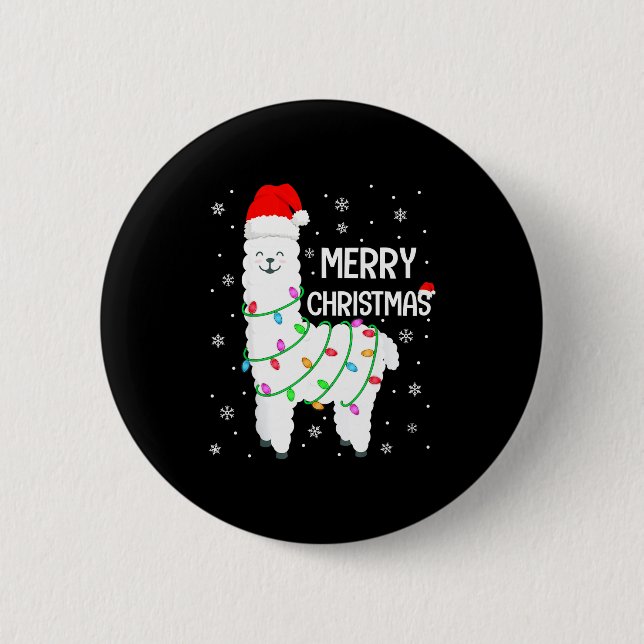 Badge Rond 5 Cm Llama Merry Christmas Kids Funny Llama Christmas L (Devant)