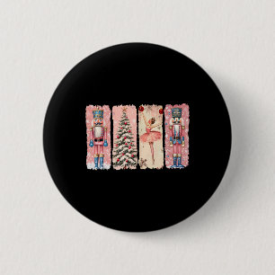 Badge Rond 5 Cm Llet Pink Noel Retro Nutcracker Vibes de Noël Wo