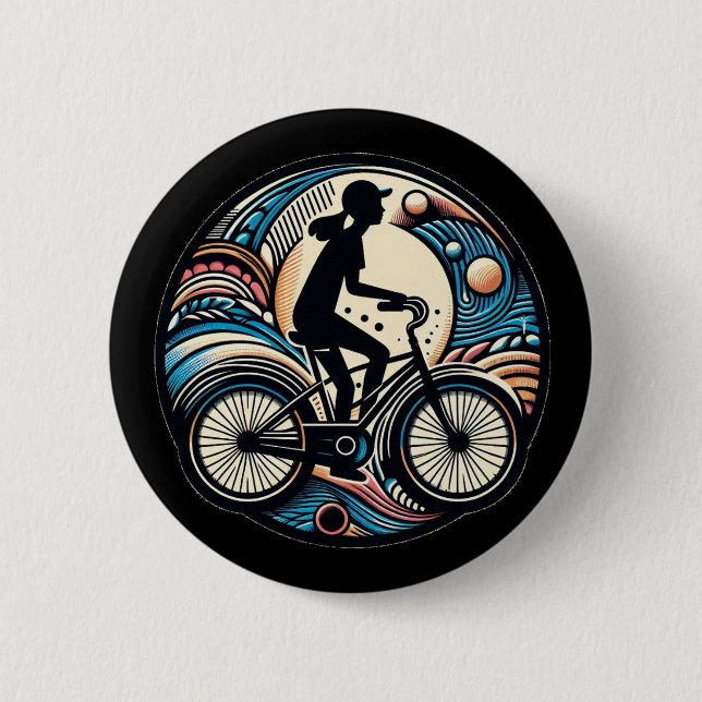 Badge Rond 5 Cm Logo Abstrait Vélo moderne pour Femmes (Devant)