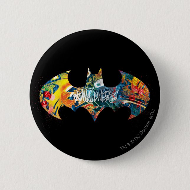 Badge Rond 5 Cm Logo Batman Graffiti Neon 80's (Devant)