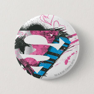 Badge Rond 5 Cm Logo Coeurs supergirl