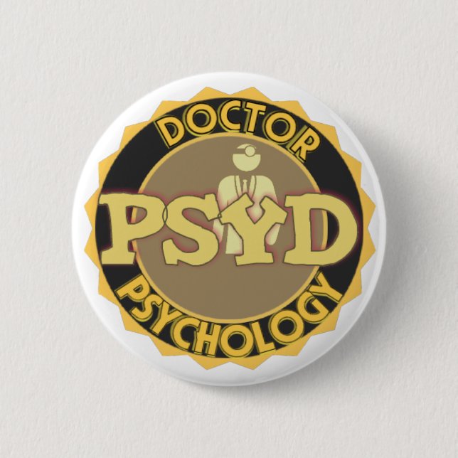 Badge Rond 5 Cm LOGO de PsyD - DOCTEUR OF PSYCHOLOGY (Devant)