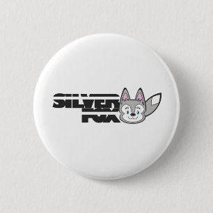 Badge Rond 5 Cm Logo de renard argenté