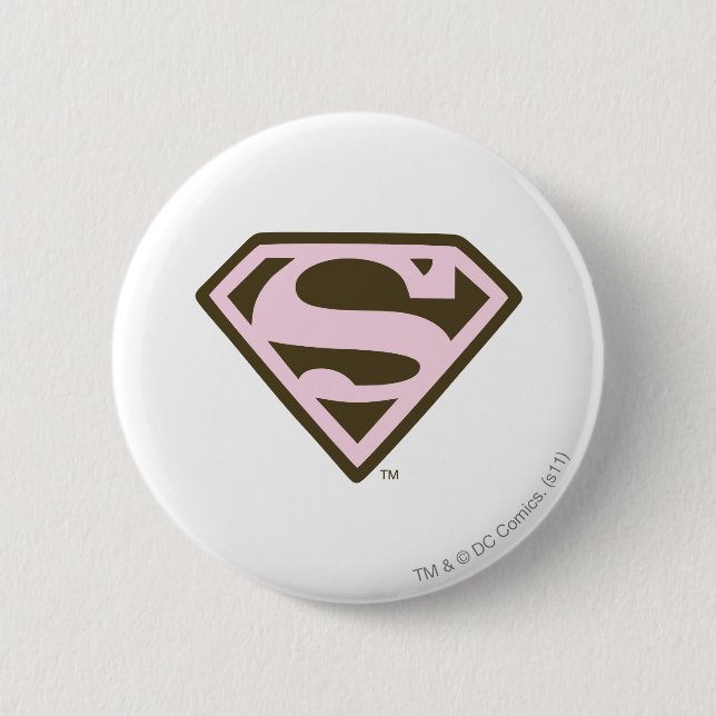 Badge Rond 5 Cm Logo de Supergirl Pink and Brown (Devant)