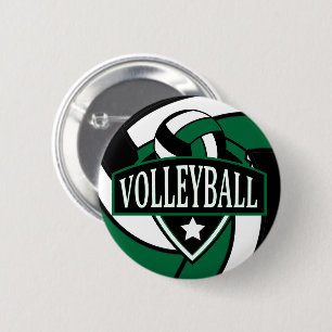 Badge Rond 5 Cm Logo de volley-ball noir et vert foncé