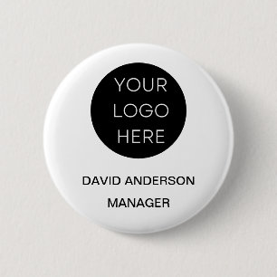 Badge Rond 5 Cm Logo d'entreprise personnalisé Blanc moderne