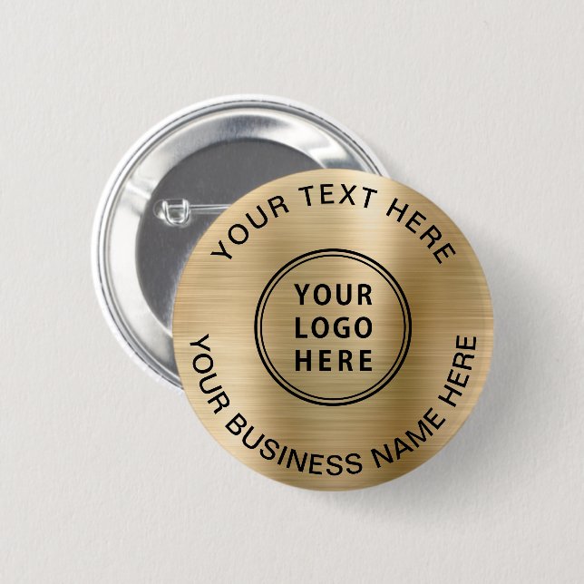 Badge Rond 5 Cm Logo d'entreprise promotionnel or (Devant & derrière)