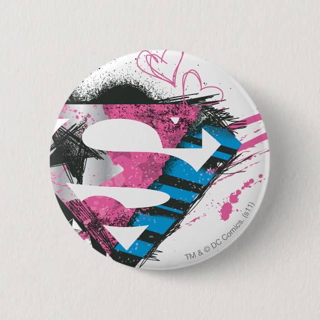Badge Rond 5 Cm Logo des Coeurs Supergirl (Devant)