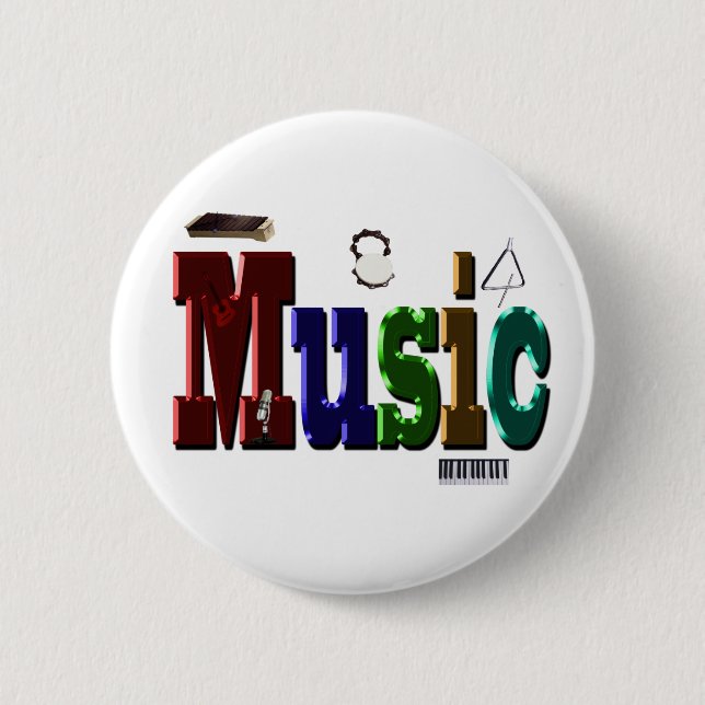 Badge Rond 5 Cm Logo D'Image De Musique Avec Instruments, (Devant)