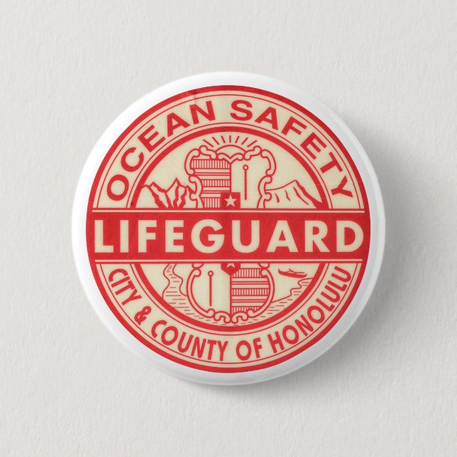 Badge Rond 5 Cm Logo Hawaii Lifeguard (Devant)