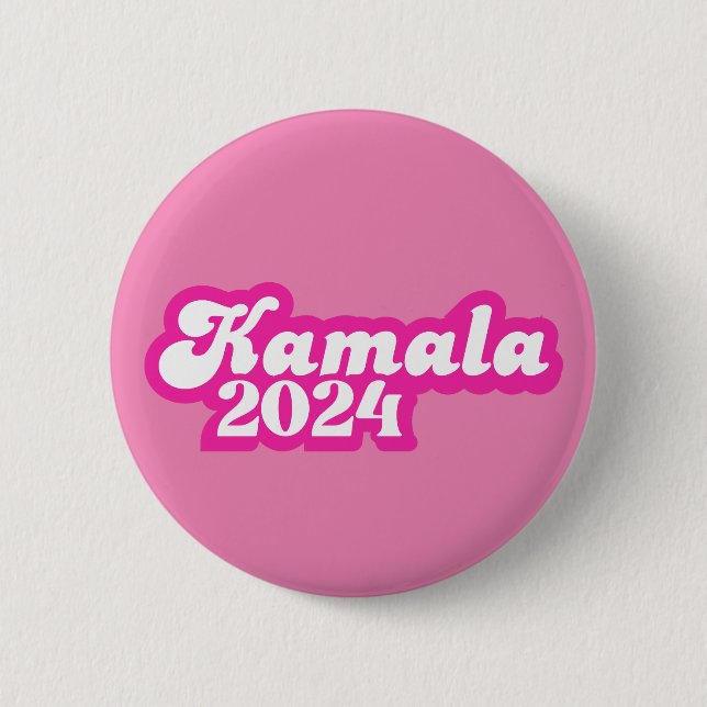 Badge Rond 5 Cm Logo Kamala Harris girly Pink 2024 (Devant)