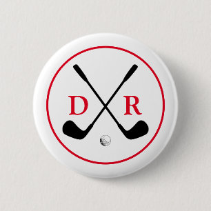Badge Rond 5 Cm Logo noir minimaliste et Lecteur de golf Monogram