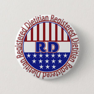 Badge Rond 5 Cm LOGO PATRIOTIQUE de diététicien enregistré par 