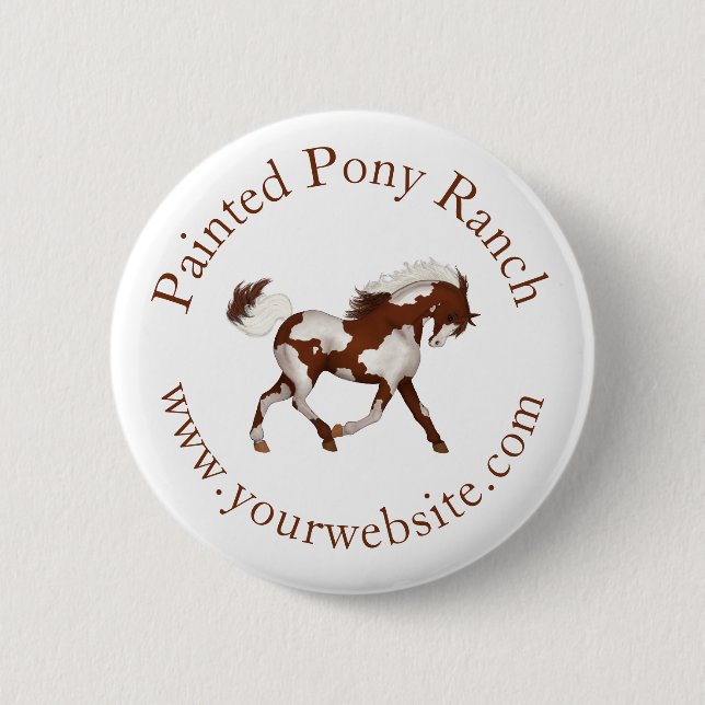 Badge Rond 5 Cm Logo personnalisé Cheval Peinture Cheval Trotting  (Devant)