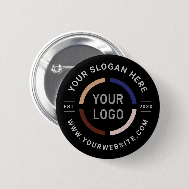 Badge Rond 5 Cm Logo personnalisé noir promotion (Devant & derrière)