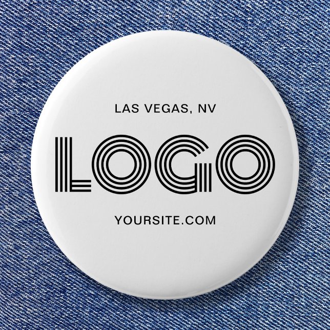 Badge Rond 5 Cm Logo rectangulaire moderne blanc et noir (White and Black Modern Rectangular Logo Button)