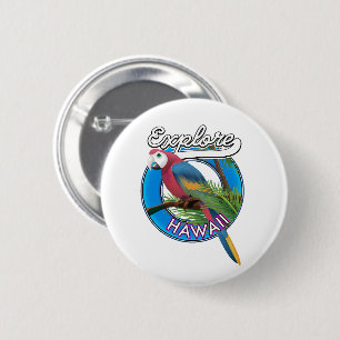 Badge Rond 5 Cm Logo rétro Explore Hawaii