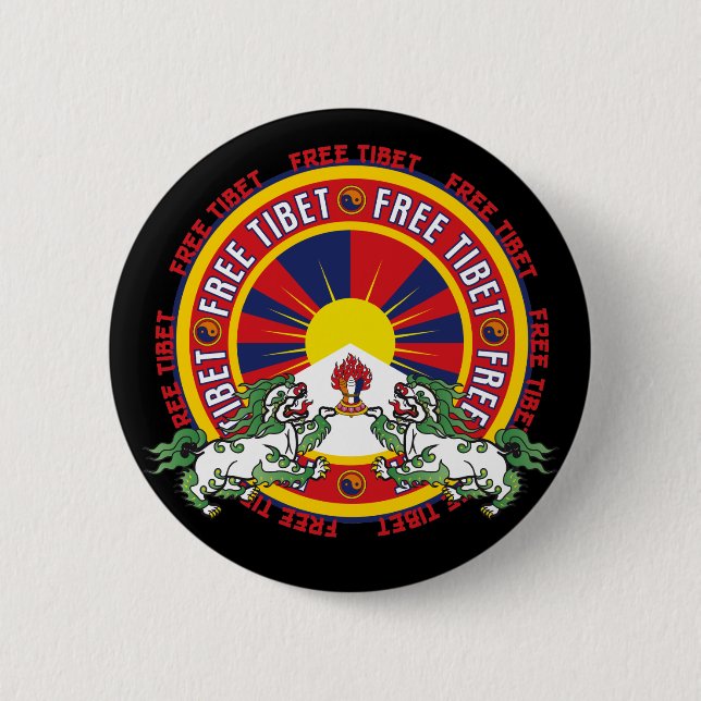 Badge Rond 5 Cm Logo rond libre du Thibet (Devant)