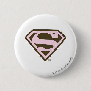 Badge Rond 5 Cm Logo rose et Brown de Supergirl