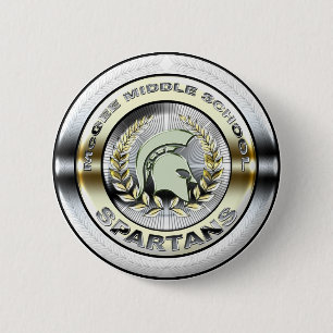 Badge Rond 5 Cm Logo spartiate métallique de fantaisie #1