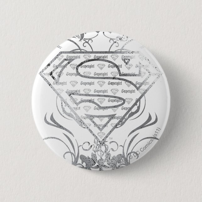 Badge Rond 5 Cm Logo super fille Fancy Silver (Devant)