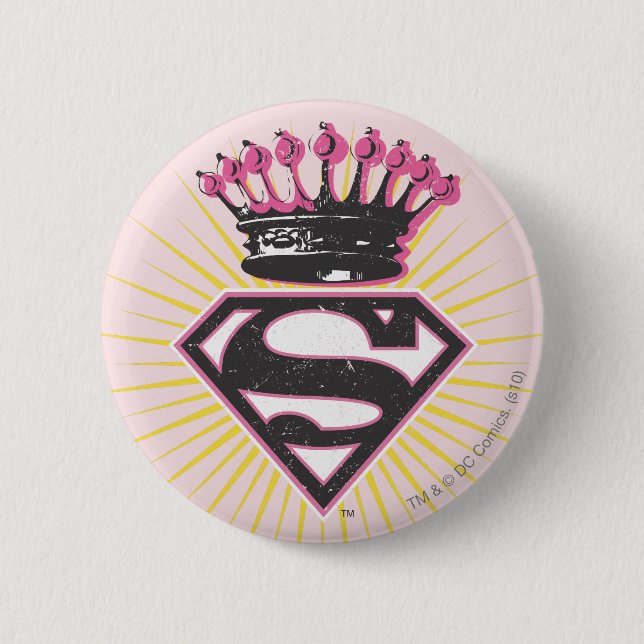 Badge Rond 5 Cm Logo Supergirl avec Couronne (Devant)