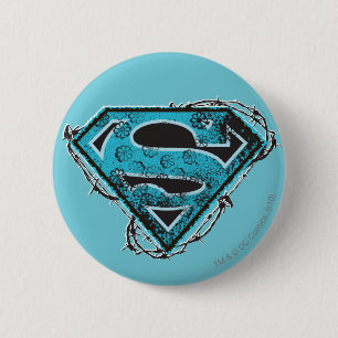 Badge Rond 5 Cm Logo Supergirl Barbed Wire and Flowers