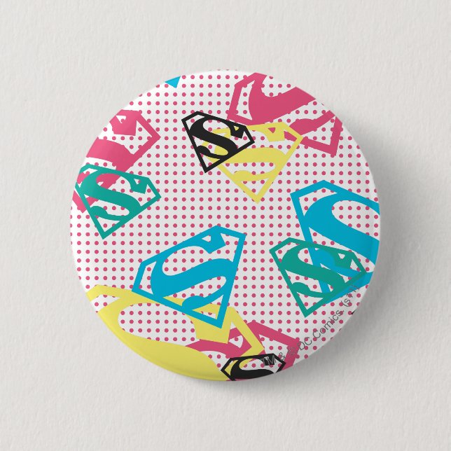 Badge Rond 5 Cm Logo Supergirl Motif & Pois (Devant)