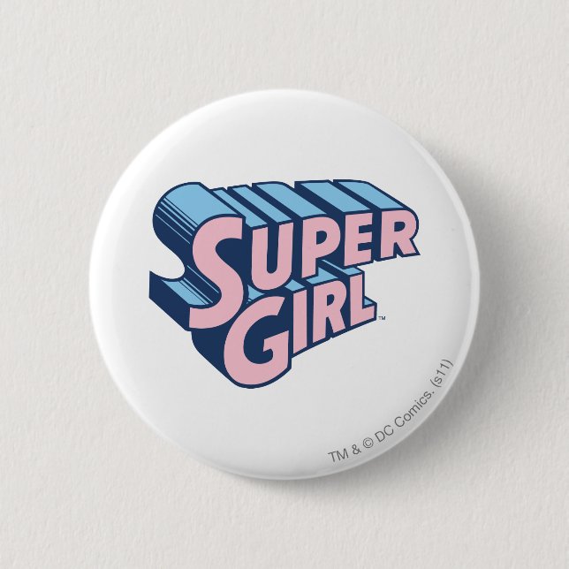 Badge Rond 5 Cm Logo Supergirl rose et bleu (Devant)