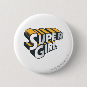 Badge Rond 5 Cm Logo Supergirl Silver et Orange