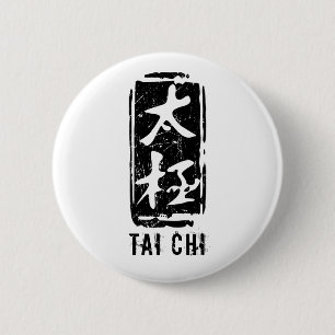 Badge Rond 5 Cm Logo Tai Chi pour phoque noir et blanc