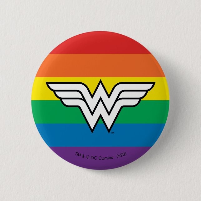 Badge Rond 5 Cm Logo Wonder Woman Rainbow (Devant)