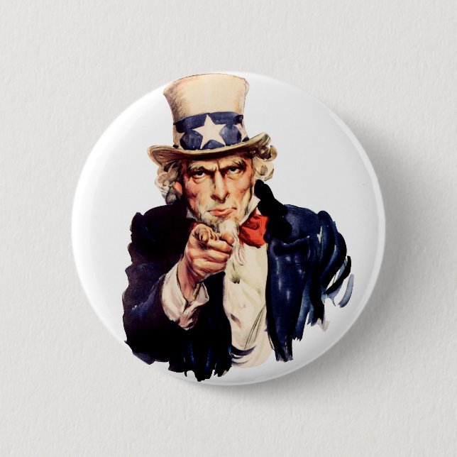 Badge Rond 5 Cm L'Oncle Sam vous veut ! (Devant)
