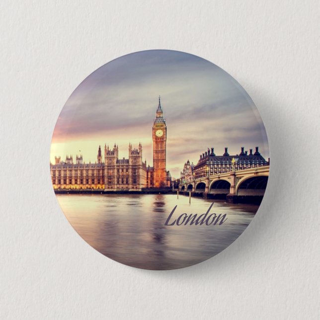 Badge Rond 5 Cm Londres Big Ben (Devant)